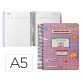 Agenda escolar liderpapel 25-26 espiral pixel morado dia pagina a5 bilingüe papel fsc 80 gr