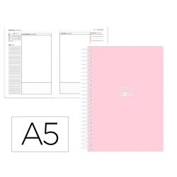 Agenda escolar antartik 25-26 espiral essentials rosa dia pagina a5 bilingüe papel fsc 80 gr