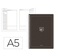 Agenda escolar antartik 25-26 espiral essentials negro dia pagina a5 bilingüe papel fsc 80 gr