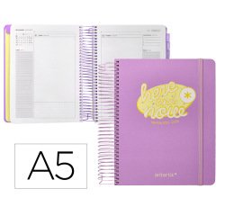 Agenda escolar antartik 25-26 espiral here and now morado dia pagina a5 bilingüe papel fsc 80 gr