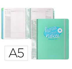 Agenda escolar antartik 25-26 espiral here and now turquesa dia pagina a5 bilingüe papel fsc 80 gr 80 gr