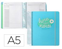 Agenda escolar antartik 25-26 espiral here and now azul dia pagina a5 bilingüe papel fsc 80 gr 80 gr