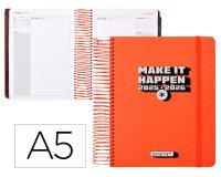 Agenda escolar antartik 25-26 espiral neon rosa dia pagina a5 bilingüe papel fsc 80 gr