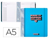 Agenda escolar antartik 25-26 espiral neon azul dia pagina a5 bilingüe papel fsc 80 gr