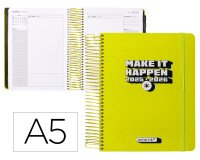 Agenda escolar antartik 25-26 espiral neon amarillo dia pagina a5 bilingüe papel fsc 80 gr