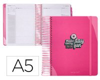 Agenda escolar antartik 25-26 espiral fun day fucsia dia pagina a5 bilingüe papel fsc 80 gr