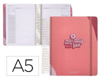 Agenda escolar antartik 25-26 espiral fun day rosa dia pagina a5 bilingüe papel fsc 80 gr