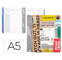 Agenda escolar antartik 25-26 espiral cargo dia pagina a5 bilingüe papel fsc 80 gr