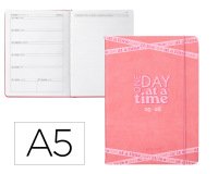 Agenda escolar antartik 25-26 encuadernada go! simil piel rosa semana vista a5 bilingüe papel fsc 80 gr