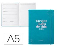 Agenda escolar antartik 25-26 encuadernada go! simil piel verde semana vista a5 bilingüe papel fsc 80 gr