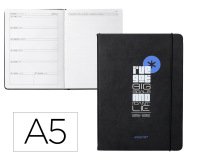 Agenda escolar antartik 25-26 encuadernada go! simil piel negro semana vista a5 bilingüepapel fsc 80 gr