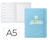 Agenda escolar antartik 25-26 encuadernada go! simil piel azul semana vista a5 bilingüe papel fsc 80 gr