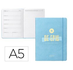 Agenda escolar antartik 25-26 encuadernada go! simil piel azul semana vista a5 bilingüe papel fsc 80 gr