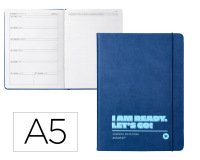 Agenda escolar antartik 25-26 encuadernada go! simil piel azul oscuro semana vista a5 bilingüe papel fsc 80 gr