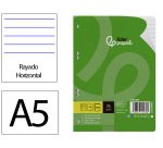 Recambio liderpapel din a5 100 hojas 75 gr horizontal con margen 6 taladros