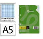 Recambio liderpapel din a5 100 hojas 75 gr milimetrado sin margen 6 taladros