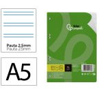 Recambio liderpapel a5 100 hojas 75gr pauta 5 2.5mm con margen 6 taladros
