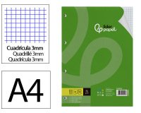 Recambio liderpapel din a4 100 hojas 75 gr cuadro 3 mm con margen 4 taladros