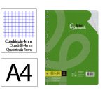 Recambio liderpapel a4 100 hojas 75gr cuadro 4mm con margen 16 taladros