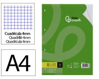 Recambio liderpapel a4 100 hojas 75gr cuadro 4mm con margen 4 taladros