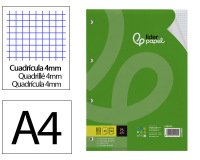Recambio liderpapel a4 100 hojas 75gr cuadro 4mm con margen sin taladros