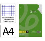 Recambio liderpapel a4 100 hojas 75gr cuadro 6mm 4 taladros con margen
