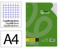 Recambio liderpapel a4 100 hojas 75gr cuadro 6mm 4 taladros con margen