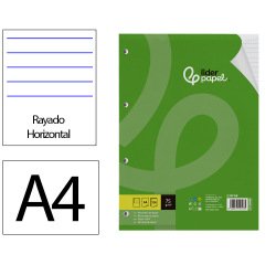 Recambio liderpapel a4 100 hojas 75gr horizontal con margen 4 taladros