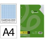 Recambio liderpapel a4 100 hojas 75gr milimetrado 2 mm sin margen 4 taladros