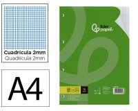 Recambio liderpapel a4 100 hojas 75gr milimetrado 2 mm sin margen 4 taladros