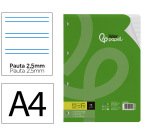 Recambio liderpapel a4 100 hojas 75gr pauta 5 2.5mm con margen 4 taladros
