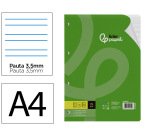 Recambio liderpapel a4 100 hojas 75 gr pauta 4º 3.5mm con margen 4 taladros
