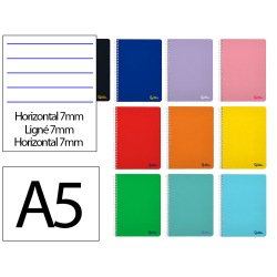 Cuaderno espiral liderpapel a5 micro smart tapa blanda 80h 75gr horizontal 7mm doble margen 6 taladros colores