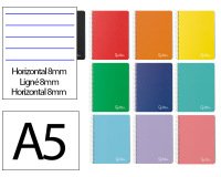 Cuaderno espiral liderpapel a5 micro witty tapa dura 120h 90gr horizontal 8mm 5 bandas 6 taladros colores surtidos