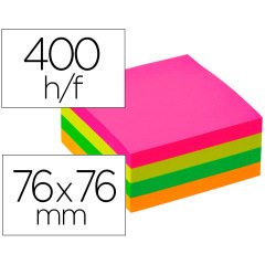 Bloc de notas adhesivas quita y pon q-connect 76x76 mm fsc fluorescente con 400 hojas