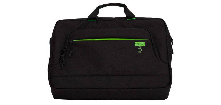 Maletin para portatil q-connect 17,2\" negro 1 asa 2 bolsillos exteriores polietileno reciclado