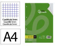 Recambio liderpapel a4 100 hojas 100gr cuadro 5mm con margen 4 taladros