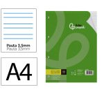 Recambio liderpapel a4 100 hojas 100gr pauta 3,5mm con margen 4 taladros