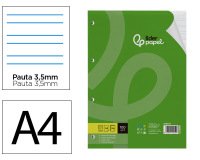 Recambio liderpapel a4 100 hojas 100gr pauta 3,5mm con margen 4 taladros