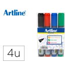 Rotulador artline pizarra ek517/w4 punta redonda 2 mm bolsa de 4 unidades colores surtidos