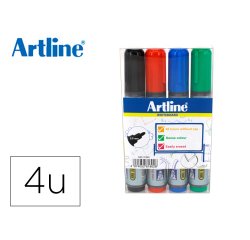 Rotulador artline pizarra ek517/w4 punta redonda 2 mm bolsa de 4 unidades colores surtidos