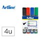 Rotulador artline pizarra ek517/w4 punta redonda 2 mm bolsa de 4 unidades colores surtidos
