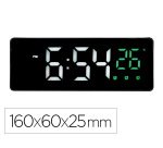 Reloj q-connect sobremesa digital con temperatura 3 alarmas control de voz 160x60x25mm