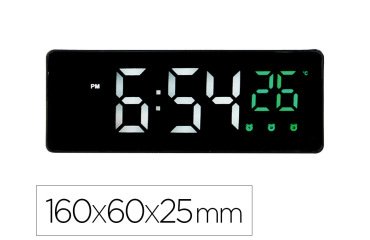 Reloj q-connect sobremesa digital con temperatura 3 alarmas control de voz 160x60x25mm