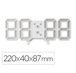 Reloj q-connect de pared digital con temperatura 3 alarmas control de sonido 220x40x87 mm