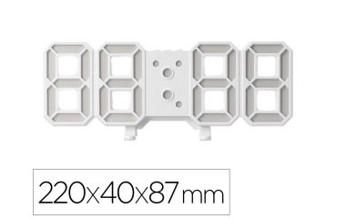 Reloj q-connect de pared digital con temperatura 3 alarmas control de sonido 220x40x87 mm