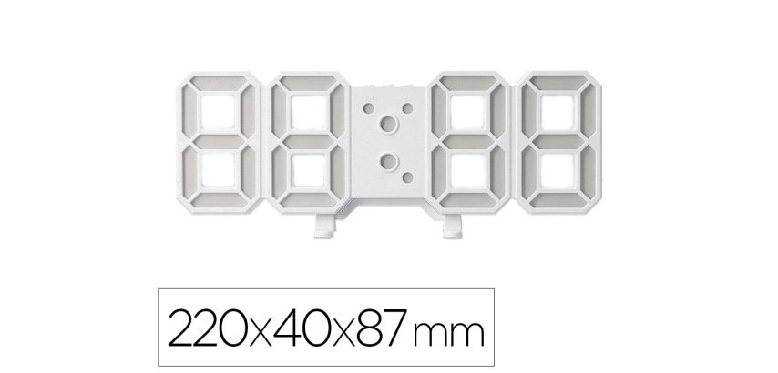 Reloj q-connect de pared digital con temperatura 3 alarmas control de sonido 220x40x87 mm