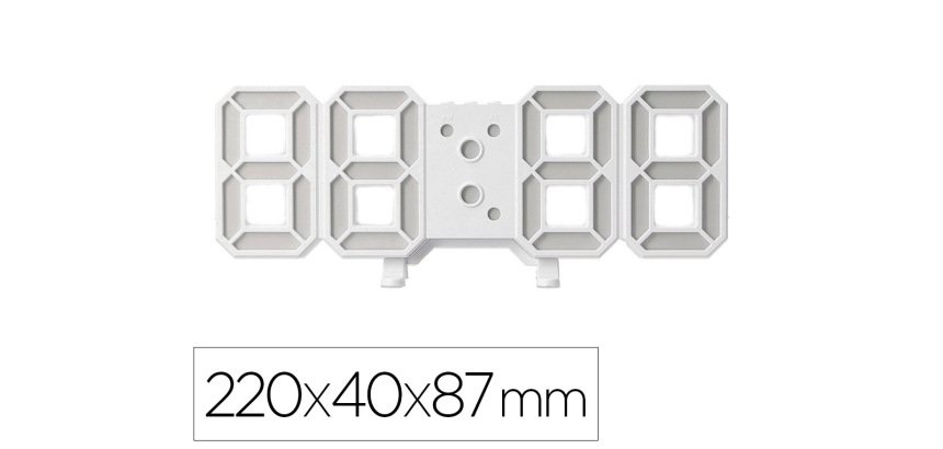 Reloj q-connect de pared digital con temperatura 3 alarmas control de sonido 220x40x87 mm
