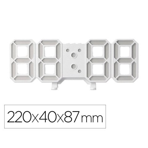 Reloj q-connect de pared digital con temperatura 3 alarmas control de sonido 220x40x87 mm