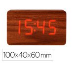 Reloj q-connect sobremesa digital acabado madera luz roja 100x40x60mm